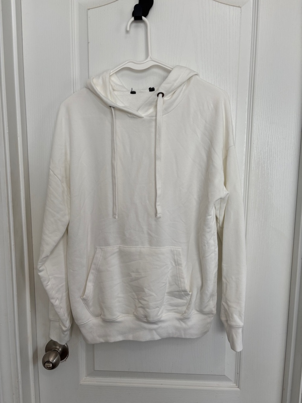 Men's White Pullover Hooded Sweater
